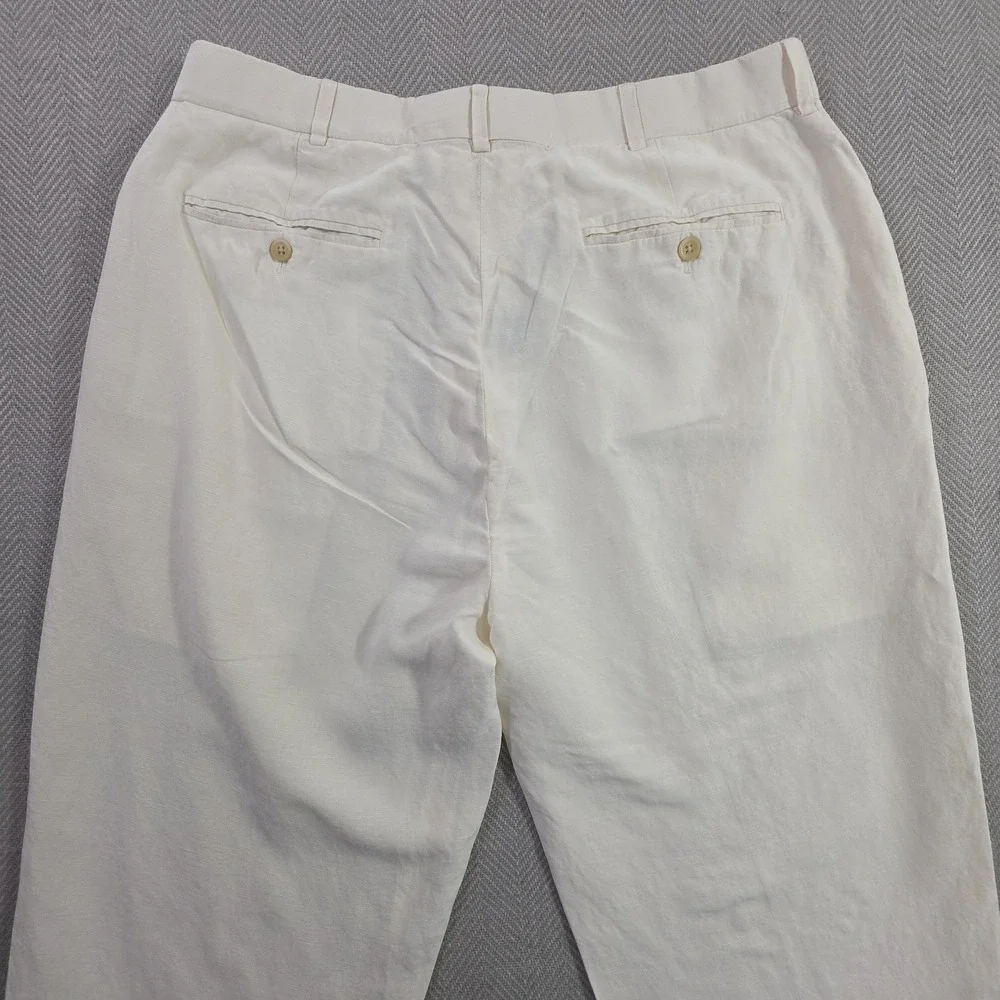 Polo Ralph Lauren Linen Silk Pants Mens 34x30 Off-White Summer Luxury Trousers